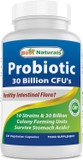 Best Naturals Probiotic 10 Strains & 30 Billion Cfu Intestinal Flora, 120 Veggie Capsules - Shelf Stable Probiotic (4146365)