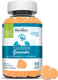 Herbion Naturals Taurine Gummies With Ginseng, L-Theanine, Vitamin C, B3, B6, & B12, Helps Support Mental Clarity & Concentration*, Natural Peach Flavor, Gluten-Free, 60 Pectin Gummies, Made In Usa