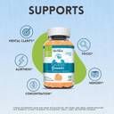 Herbion Naturals Taurine Gummies With Ginseng, L-Theanine, Vitamin C, B3, B6, & B12, Helps Support Mental Clarity & Concentration*, Natural Peach Flavor, Gluten-Free, 60 Pectin Gummies, Made In Usa