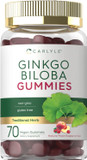 Carlyle Ginkgo Biloba 300Mg | 70 Gummies | 45:1 Leaf Extract | With Natural Peach Raspberry Flavor | Vegan, Non-Gmo, Gluten Free Supplement