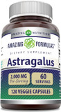 Amazing Formulas Astragalus 2000 Mg Per Serving 120 Capsules Supplement | Made From Pure Astragalus Membranaceus Plant Root Extract | Non-Gmo | Gluten Free