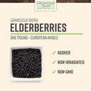 Frontier Co-Op Dried Elderberries, European Whole | Kosher & Non-Gmo | For Making Tea, Syrup, Gummies | 1 Pound Bulk Bag | Sambucus Nigra L1 Pound (Pack Of 1)