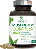 Mushroom Supplement - 10 Mushroom Complex Blend - Lions Mane, Reishi, Turkey Tail, Chaga, Cordyceps, Shiitake, Maitake - Nootropic Brain Supplement, Memory, Focus, Immune Health Support - 120 Count120 Count (Pack of 1)