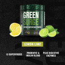 Green Surge Green Superfood Powder Supplement - Keto Friendly Greens Drink W/Spirulina, Wheat & Barley Grass, Organic Greens - Green Tea Extract, Probiotics & Digestive Enzymes - Lemon Lime - 30Sv