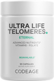 Codeage Ultra Life Telomeres Supplement - 5 Mthf Folate Vitamin B9, Vitamin B12 Methylcobalamin, Vitamin D3, L-Theanine, Ashwagandha - 3-Month Supply - Dna, Methylation Cycle - Non-Gmo - 90 Capsules