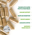 COUNTRY FARMS Super Fruits and Veggies Capsules, Whole Food Supplement, Powerful Antioxidant, Supports Energy, Immune Health, Boosts Digestive Health, 30 Super Foods, 30 Servings