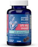 Mommy'S Bliss Lift My Mood Postnatal Support Ashwagandha, May Reduce Stress & Support A Balanced Healthy Mood, Vegan, Delicious Rasberry Flavor, 60 Gummies (30 Servings)
