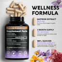 Natural Saffron Supplements - Mood | Focus | Vision | Energy Support - Made In Usa - Pure Saffron Extract 88.5 Mg - Eye Health For Women & Men - Nongmo Vegan Pills - 90 Powder Capsules, 3 Month Supply