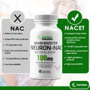 Nutriissa Neuron Nac Supplement N-Acetyl Cysteine Ethyl Ester - 20X More Bioavailable Than Nac 1200 Mg - Boost Glutathione 10X More Than Liposomal Glutathione - N Acetyl (90 Capsules)