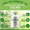 Nutriissa Neuron Nac Supplement N-Acetyl Cysteine Ethyl Ester - 20X More Bioavailable Than Nac 1200 Mg - Boost Glutathione 10X More Than Liposomal Glutathione - N Acetyl (90 Capsules)