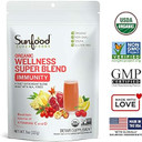 Sunfood Wellness Super Blend- Immunity Drink Powder. Immune System Booster. Organic, Plant-Based Blend Of Superfoods & Mushrooms. Mix With Water. 8 Oz