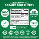 Zazzee Usda Organic Tart Cherry 10:1 Extract, 3000 Mg Strength, 120 Vegan Capsules, 4 Month Supply, Standardized, Concentrated 10X Extract, 100% Vegetarian, Certified Organic, All-Natural And Non-Gmo