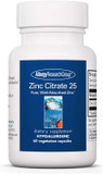 Allergy Research Group - Zinc Citrate 25 Mg - Immune, Mood, Bone Support - 60 Vegetarian Capsules