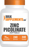 Bulksupplements.Com Zinc Picolinate Softgels - Zinc Supplements, Zinc 11Mg, Zinc Capsules - Zinc Softgels For Immune Support, Gluten Free - 1 Softgel Per Serving, 240 Softgels
