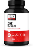 Force Factor Zinc 50Mg, Zinc Supplements With Zinc Oxide Powder, Zinc Gluconate, And Zinc Citrate For Immune Support And Immune Health, High-Potency, Vegan, Gelatin Free, Non-Gmo, 240 Tablets