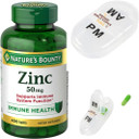 Nature Bounty. Zinc 50 Mg Tablets For Immune Support And Antioxidant Protection, Vegetarian, Non-Gmo, High Potency Zinc Supplement, 400 Count + Free Travel Pill Case