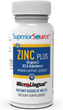 Superior Source Zinc Plus Lozenges, With Vitamin C (30 Mg), D3 (1,000 Iu), Elderberry Extract, Quick Dissolve Microlingual Tablets, 90 Ct, Promote A Healthy Immune System & Antioxidant Support Non-Gmo