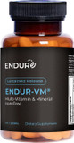Endur-Vm - Without Iron  Sustained-Release Daily Multi-Vitamin - Vitamin A, Vitamin C, Vitamin D, Vitamin E, Vitamin B12 - Zinc For Immune Health Support + Calcium & More - 60 Tablets