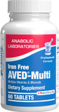 Iron Free Daily Multivitamin For Men And Women, 60 Tablets - Aved Daily Multi Vitamin And Minerals Health Supplement - Vitamins A, C, D, E, Vitamin B Complex, Zinc, Calcium, Magnesium, More