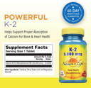 Nature'S Life Vitamin K2 5000Mcg | High Potency Mk4 Formula Helps Support Bone & Cardiovascular Health | Non-Gmo | 60 Vegetarian Tablets