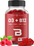 Vitamin D3 & Vitamin B12 | Methyl B12 Gummies For Adults & Kids | Enhanced With Vitamin D 3 & B9 Vitamin Folate | Natural Energy, Mood, Metabolism & Focus | Raspberry | 60 Gummies Vitamin D3 & Vitamin B12 | Methyl B12 Gummies For Adults & Kids | Enhanced With Vitamin D 3 & B9 Vitamin Folate | Natural Energy, Mood, Metabolism & Focus | Raspberry | 60 Gummies