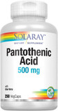 Solaray Pantothenic Acid 500Mg Vitamin B-5 For Coenzyme-A Production & Energy Metabolism For Hair, Skin, Nails & Digestive Support 250 Vegcaps
