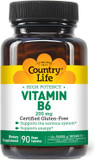 Country Life Vitamin B-6, High Potency, Supports Energy And The Nervous System, 200Mg, 90 Vegan Capsules, Certified Gluten Free, Certified Vegan, Certified Halal