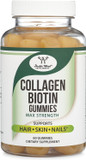 Collagen Gummies For Women Supports Aging (Max Strength - Enhanced With Biotin, Vitamin C, Zinc, And Vitamin E (Longevity For Women And Men) 60 Hair, Skin, And Nails Vitamins (Non-Gmo) By Double Wood