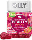 Olly Undeniable Beauty Gummy, For Hair, Skin, Nails, Biotin, Vitamin C, Keratin, Chewable Supplement, Grapefruit, 30 Day Supply - 60 Count