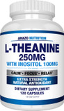 Arazo Nutrition L-Theanine 250Mg (Extra Strength) With Inositol 100Mg, 120 Capsules Vegetarian