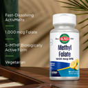 Kal Methyl Folate 1000 Mcg, 5-Mthf Active Form, Folic Acid Supplement, Heart Health, Prenatal, Mood And Brain Support, Vegetarian, Natural Lemon Activmelt, 60-Day Guarantee, 60 Serv, 60 Micro Tablets