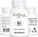 Bio-Tech Pharmacal Vitamin D3 (D3 1K Iu, 250 Count)