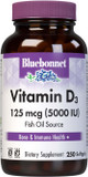 Bluebonnet Nutrition Vitamin D3 5000 Iu Softgels, Aids In Muscle And Skeletal Growth, Cholecalciferol From Fish Oil, Non Gmo, Gluten Free, Soy Free, Dairy Free, Yellow, 250 Softgels
