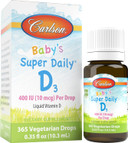 Carlson - Baby'S Super Daily D3, Baby Vitamin D Drops, 400 Iu (10 Mcg) Per Drop, 1-Year Supply, Vegetarian, Liquid Vitamin D For Infants And Toddlers, Unflavored, 365 Drops