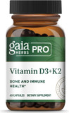 Gaia Pro Vitamin D3+K2 - Bone Health & Immune Support - Made With Vitamin D3 & Vitamin K2-60 Capsules (60 Servings)