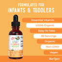 Maryruth'S Vitamin D3 Liquid Drops For Infants & Toddler | Usda Organic Liquid Vitamin D Spray For Infants & Toddlers | Immune Support & Bone Health | Vegan | Gluten Free | Non-Gmo | 90-150 Servings