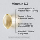 Sports Research Vitamin D3 10,000 Iu With Coconut Mct Oil - High Potency Vitamin D Supplement For Immune & Bone Support - Non-Gmo Verified, Gluten & Soy Free  250Mcg, 120 Liquid Softgels
