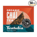 Teatulia Organic Chai Tea Bags (50 Wrapped Pyramid Tea Bags) | 100% Compostable | Sustainably Grown In Bangladesh | Black Tea, Cinnamon, Cardamom, Ginger Root, Black Pepper & Cloves