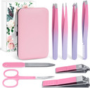 Tweezers Nail Clippers Gifts For Women: Professional Precision Tool Kit Set For Facial Hair Eyebrow Grooming Lash Extension Eyelash Care Ingrown Removal Christmas Stocking Stuffer Ideas (Travel Case)