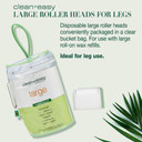 Clean + Easy Large (Legs) Roller Head For Roll On Waxing, Hygienic, Disposable For Unwanted Leg And Body Hair Removal Treatment, Ideal For All Skin And Hair Types, 24-Pack