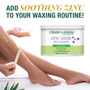 Clean + Easy Zinc Oxide Ultra Sensitive Hair Removal Depilatory Soft Wax, Soothes And Calms Skin Before And After Waxing - Perfect For Delicate Skin, Removes Fine To Medium Hair, 14Ozzinc Oxide