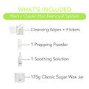 Sugar Me Smooth Mens Classic Body Sugar Wax Kit  Gentle On Skin And Less Painful Hair Removal In A Simple System, No Strips, No Heat, Water Soluble All-Natural Solution For All Skin & Hair Types