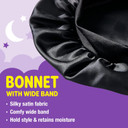 Red By Kiss Kids Satin Bonnet With Wide Band, Sleep Cap For Kids, Bonnet For Boys And Girls (Black)
