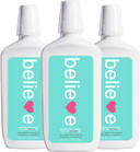 Believe Oral Care, 100% Of Profits Donated To Cancer Research, Mouthwash, 3 Pack, 16 Fl Oz | Whitens, Soothes, Freshens | All Natural, Alcohol Free, Dye Free, Gmo Free, Fluoride Free, No Preservatives