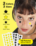 Litbear Acne Patch Pimple Patch, Black & Yellow Star Shaped Acne Absorbing Cover Patch, Hydrocolloid Acne Patches For Face Zit Patch Acne Dots, Tea Tree Oil + Centella, 112 Patches, 14Mm & 10Mm