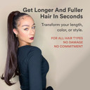 Inh Hair Brit Ponytail Extension 26 Inch Clip In Wrap Around Pony Tail Hairpiece For Women | Long Soft Waves Synthetic Clip On Faux Piece | Dark Browndark Brown