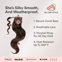 Inh Hair Brit Ponytail Extension 26 Inch Clip In Wrap Around Pony Tail Hairpiece For Women | Long Soft Waves Synthetic Clip On Faux Piece | Dark Browndark Brown