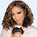 Eyefanniy Wear And Go Glueless Wig Human Hair 4/27 Highlight Curly Bob Lace Closure Wigs Pre Cut 4X4 Hd Lace Water Wave Wig For Black Women 180% Density 12 Inchhighlight12 Inch