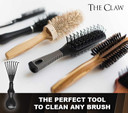 Bossman The Claw Round Hair Brush Cleaner Tool 3 Inch - Cleans Boar Bristle, Wave Or Plastic Brushes And Combs - Black Hairbrush Cleaning Rake - Cat Brush & Dog Brush Cleaner