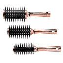 Foxybae Round Hair Brush Set - Rose Gold Hair Detangler Brush For Women, Men, Kids - Professional Hair Volumizer Brushes With Vented Barrel - Nylon & Boar Bristles Hair Styling Brush